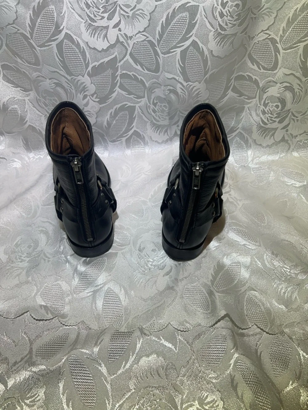Frye Black Leather Harness Ankle Boots - Picture 7 of 9
